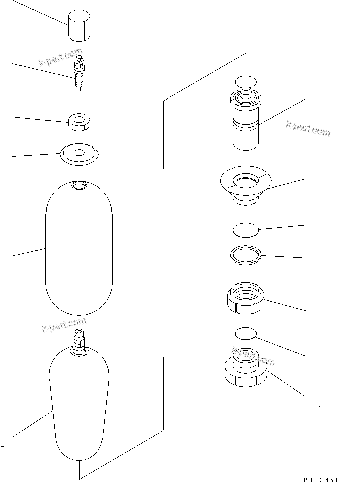 Komatsu parts book diagram for PC450LC-6 S/N 10001-UP: ACCUMULATOR (AL300-1) (INNER PARTS)