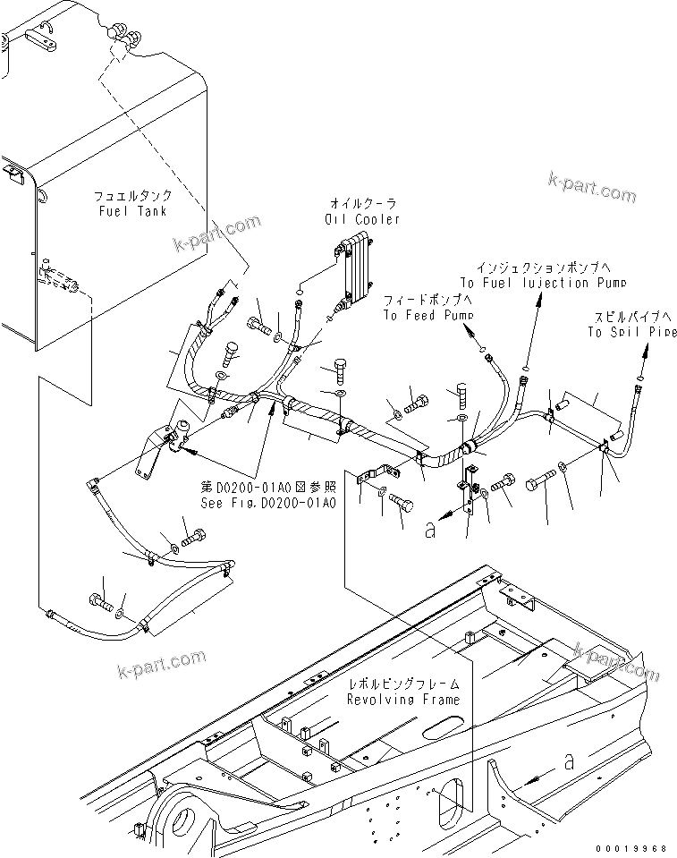 Komatsu parts book diagram for PC450LC-7K S/N K40001-UP: FUEL LINE (2/2)