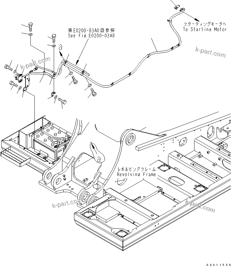 Komatsu parts book diagram for PC450LC-7K S/N K40001-UP: WIRING (STARTING HARNESS) (HARNESS AND CLIP)
