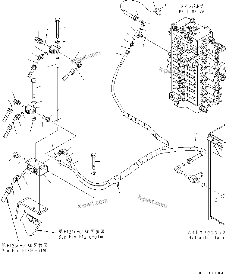 Komatsu parts book diagram for PC450LC-7K S/N K40001-UP: BURST VALVE LINE (BOOM) (CHASSIS SIDE)