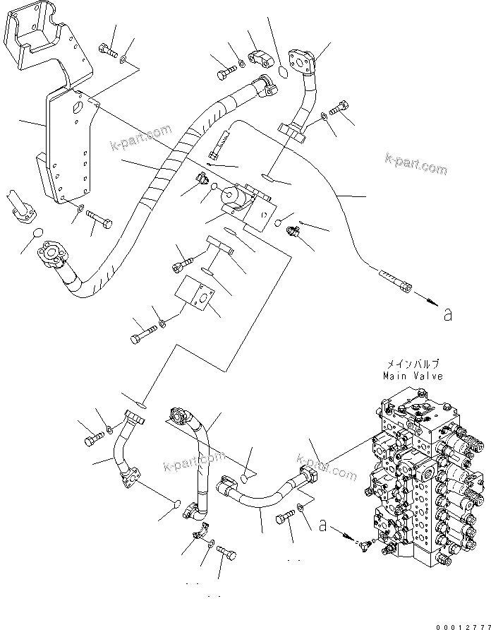 Komatsu parts book diagram for PC450LC-7K S/N K40001-UP: ATTACHMENT LINES (MAIN R.H.) (1 ATT)