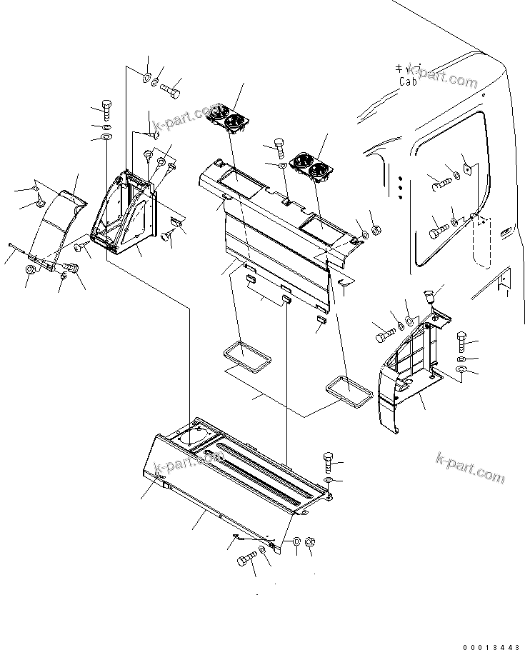 Komatsu parts book diagram for PC450LC-7K S/N K40001-UP: SEAT REAR COVER