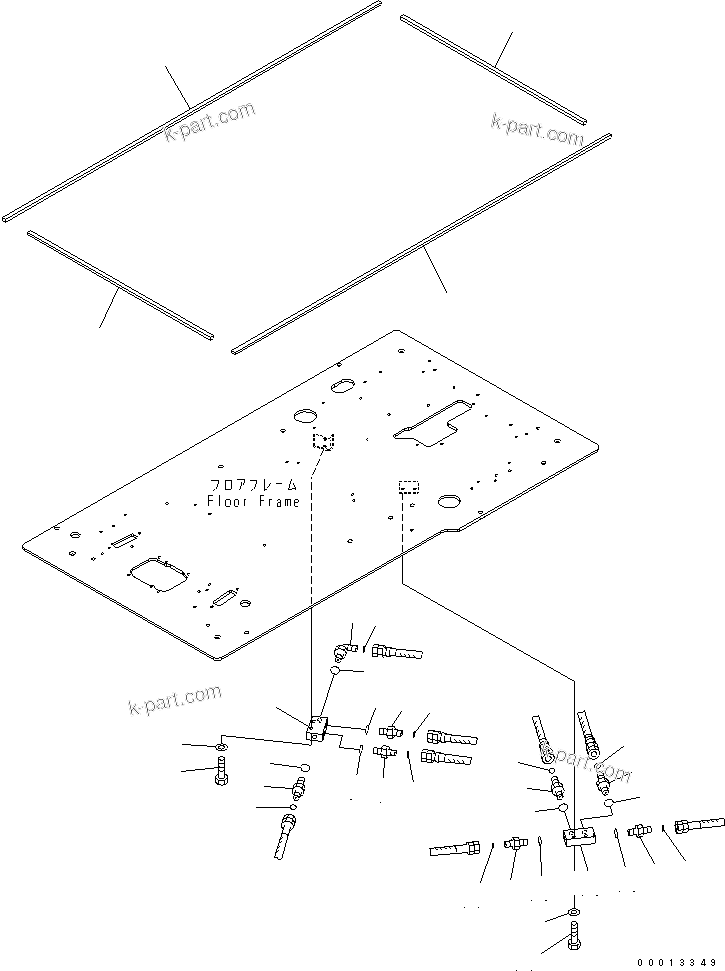 Komatsu parts book diagram for PC450LC-7K S/N K40001-UP: FLOOR FRAME (OPERATOR'S CAB) (P ?T BLOCK AND SEAL)