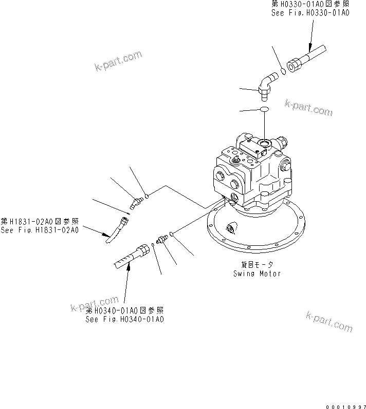 Komatsu parts book diagram for PC450LC-7K S/N K40001-UP: SWING MOTOR (CONNECTING PARTS)