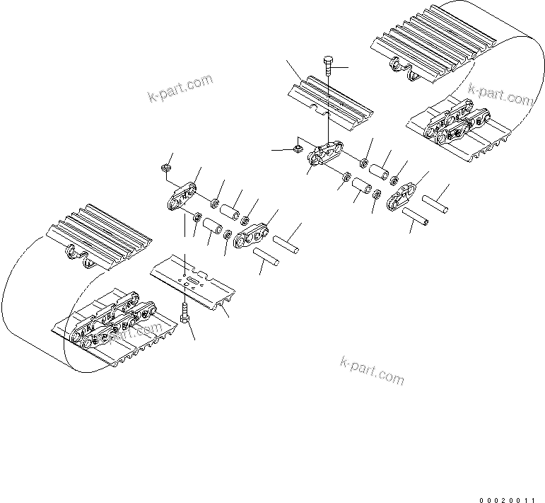 Komatsu parts book diagram for PC450LC-7K S/N K40001-UP: TRACK SHOE (TRIPLE GROUSER WITH HOLE) (900MM WIDE) (PC450LC)