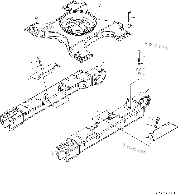 Komatsu parts book diagram for PC450LC-7K S/N K40001-UP: TRACK FRAME (CENTER FRAME AND TRACK FRAME) (PC450LC)