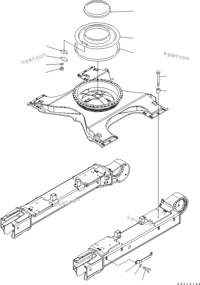 Komatsu parts book diagram for PC450LC-7K S/N K40001-UP: TRACK FRAME (GREASE BATHE AND STEP)
