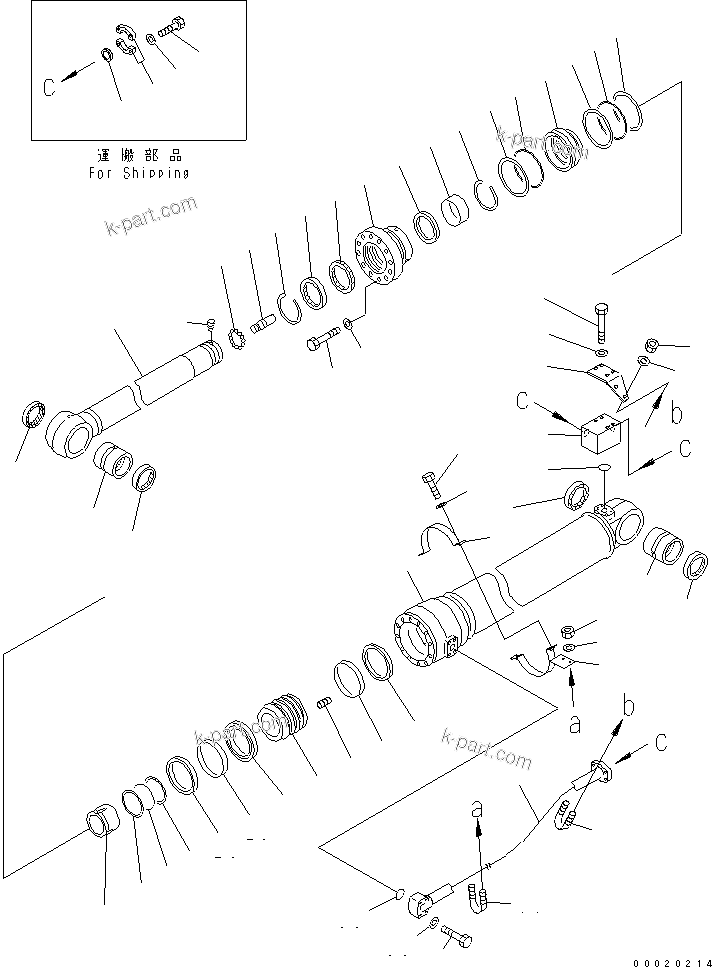 Komatsu parts book diagram for PC450LC-7K S/N K40001-UP: ARM CYLINDER (FOR 2.4M ARM)