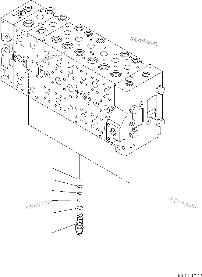 Komatsu parts book diagram for PC450LC-7K S/N K40001-UP: MAIN VALVE (2-ACTUATOR) (8/22)