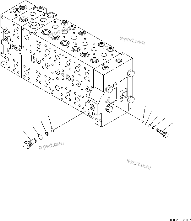 Komatsu parts book diagram for PC450LC-7K S/N K40001-UP: MAIN VALVE (2-ACTUATOR) (11/22)