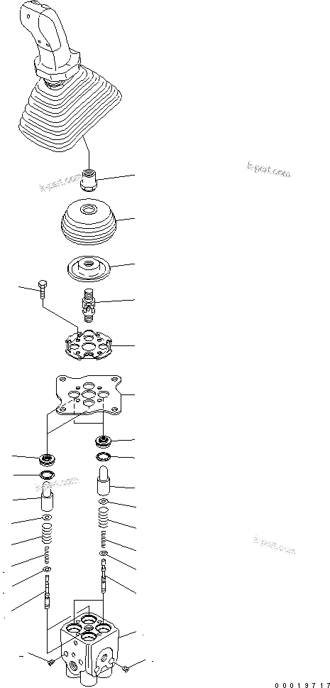Komatsu parts book diagram for PC450LC-7K S/N K40001-UP: WORK EQUIPMENT LEVER (L.H.) (1/2)