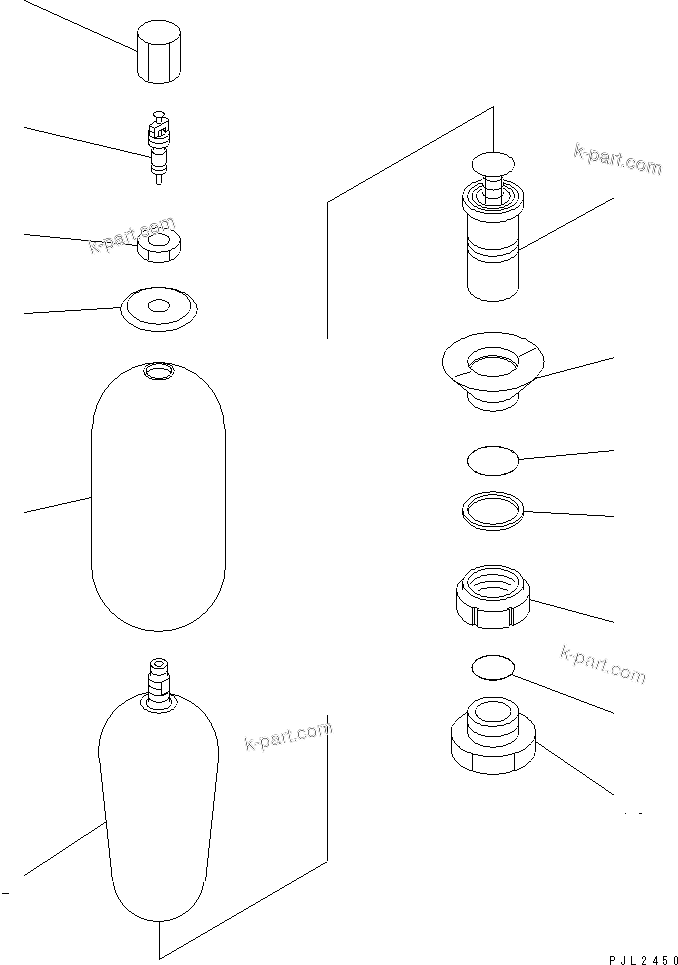 Komatsu parts book diagram for PC450LC-7K S/N K40001-UP: ACCUMULATOR (AL300-1)