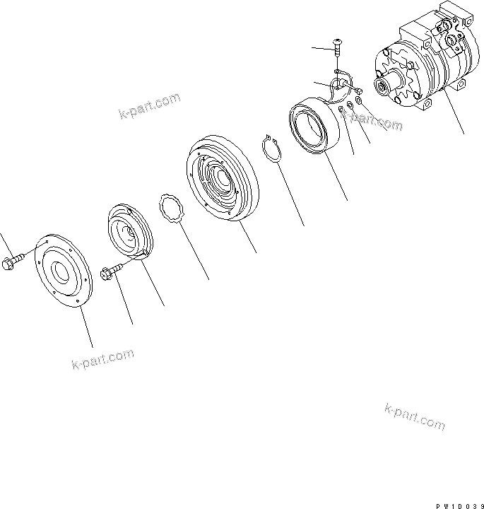 Komatsu parts book diagram for PC450LC-7K S/N K40001-UP: COMPRESSOR ASS'Y (FOR AIR CONDITIONER)