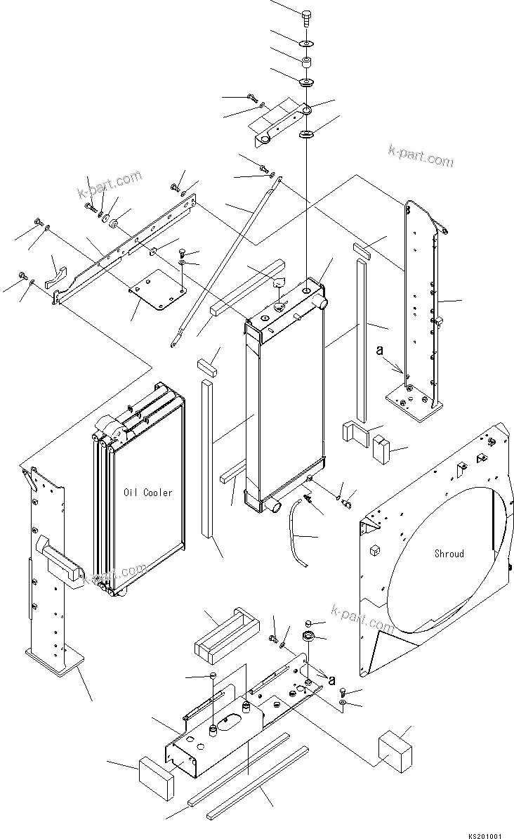 Komatsu parts book diagram for PC450LCHD-8 S/N K50001-UP: COOLING (RADIATOR AND FRAME) (#K50350-)