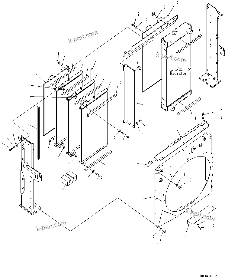 Komatsu parts book diagram for PC450LCHD-8 S/N K50001-UP: COOLING (OIL COOLER AND SHROUD) (#K50350-)