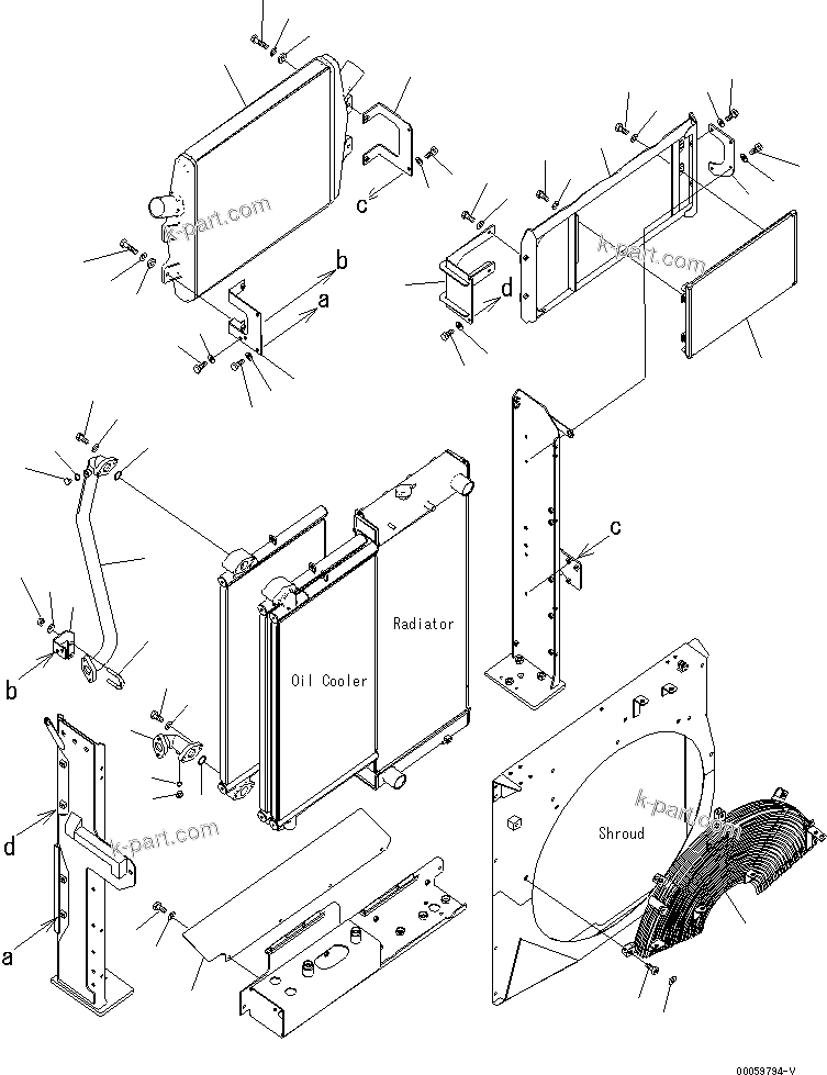 Komatsu parts book diagram for PC450LCHD-8 S/N K50001-UP: COOLING (AFTER COOLER AND CONDENSER)