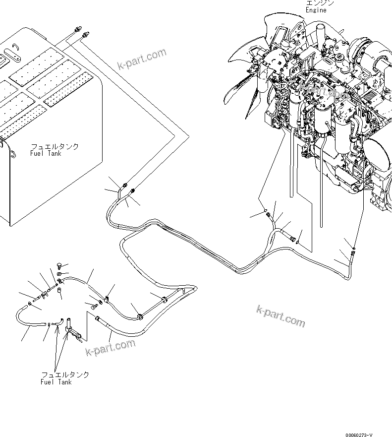 Komatsu parts book diagram for PC450LCHD-8 S/N K50001-UP: FUEL LINES (1/2)