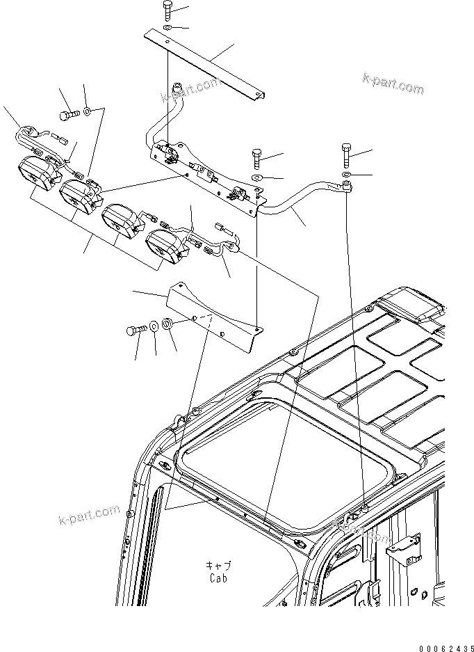 Komatsu parts book diagram for PC450LCHD-8 S/N K50001-UP: ADDITIONAL WORK LAMP (FOR CAB UPPER) (4-LAMPS TYPE)