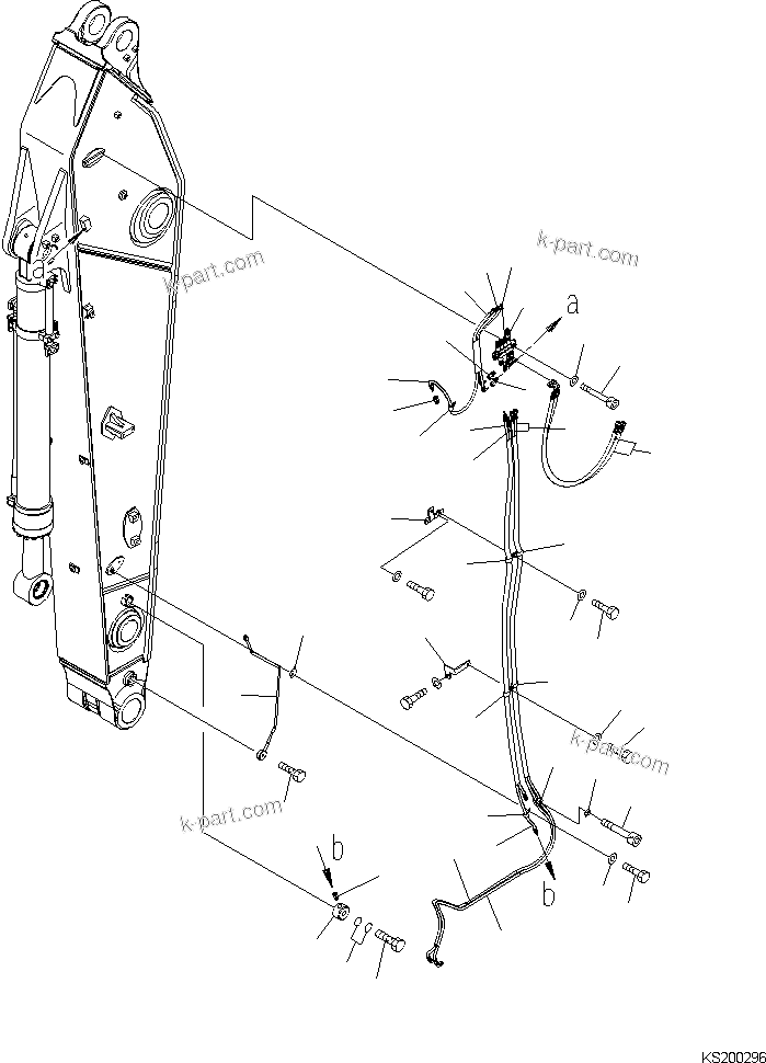 Komatsu parts book diagram for PC450LCHD-8 S/N K50001-UP: ARM AUTO GREASE PARTS (2.9M ARM) (#K50350-)