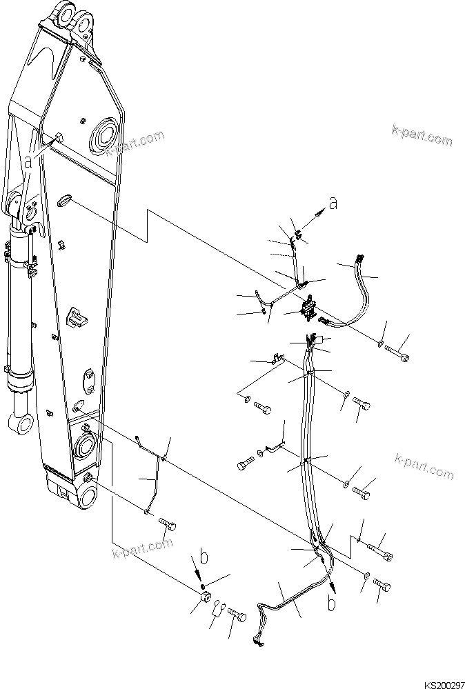 Komatsu parts book diagram for PC450LCHD-8 S/N K50001-UP: ARM AUTO GREASE PARTS (3.4M ARM) (#K50350-)