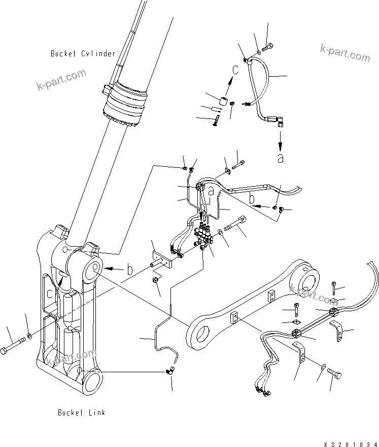 Komatsu parts book diagram for PC450LCHD-8 S/N K50001-UP: AUTO GREASE PARTS (BUCKET LINK) (#K50350-)
