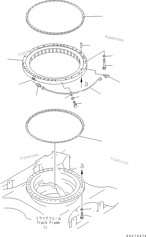 Komatsu parts book diagram for PC450LCHD-8 S/N K50001-UP: SWING CIRCLE (AUTO GREASE) (#K50350-)