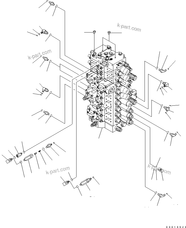 Komatsu parts book diagram for PC450LCHD-8 S/N K50001-UP: MAIN VALVE (CONNECTING PARTS) (1/2) (2 ACTUATOR) (#K50001-K50015)