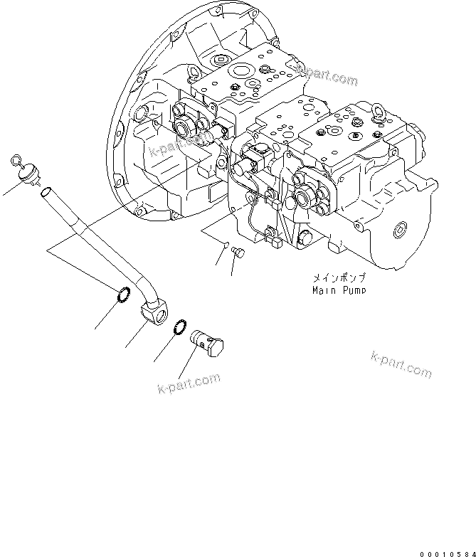 Komatsu parts book diagram for PC450LCHD-8 S/N K50001-UP: MAIN PUMP (CONNECTING PARTS)