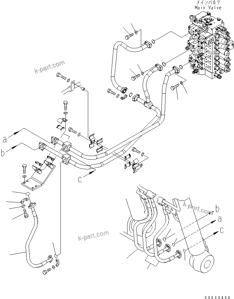 Komatsu parts book diagram for PC450LCHD-8 S/N K50001-UP: BOOM LINE (2/2) (FOR BURST VALVE)
