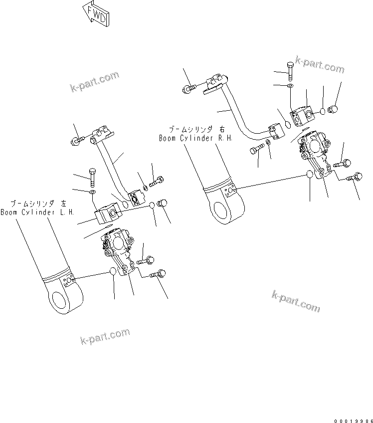 Komatsu parts book diagram for PC450LCHD-8 S/N K50001-UP: BURST VALVE LINE (BOOM BURST VALVE)