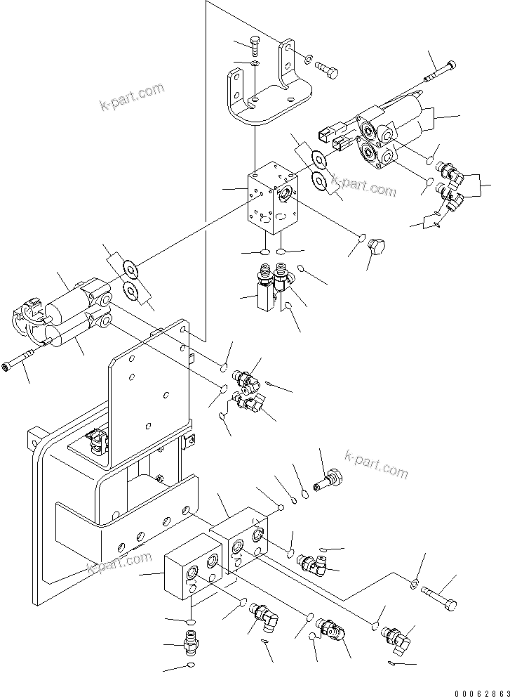 Komatsu parts book diagram for PC450LCHD-8 S/N K50001-UP: QUICK COUPLER LINES (SOLENOID VALVE) (2 ACTUATOR)