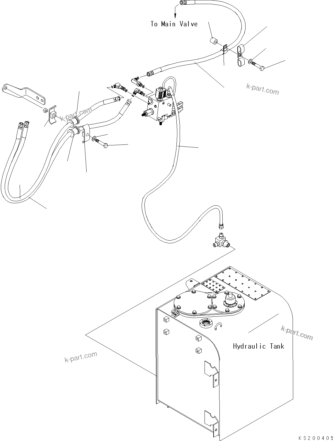 Komatsu parts book diagram for PC450LCHD-8 S/N K50001-UP: QUICK COUPLER LINES (QUICK COUPLER PIPING) (1 OR 2 ACTUATOR) (#K50494-)