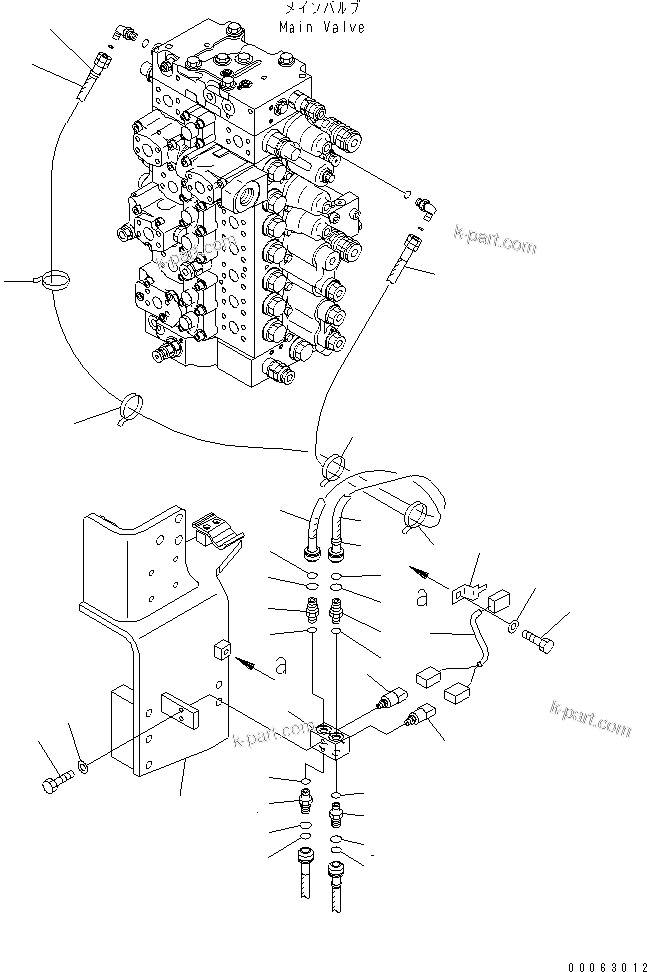 Komatsu parts book diagram for PC450LCHD-8 S/N K50001-UP: PPC MAIN LINE (BLOCK) (1 ACTUATOR)