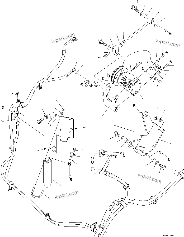 Komatsu parts book diagram for PC450LCHD-8 S/N K50001-UP: AIR CONDITIONER (COMPRESSOR)