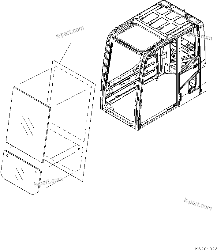 Komatsu parts book diagram for PC450LCHD-8 S/N K50001-UP: WINDOW SHEET (FOR OPG FRONT GUARD)