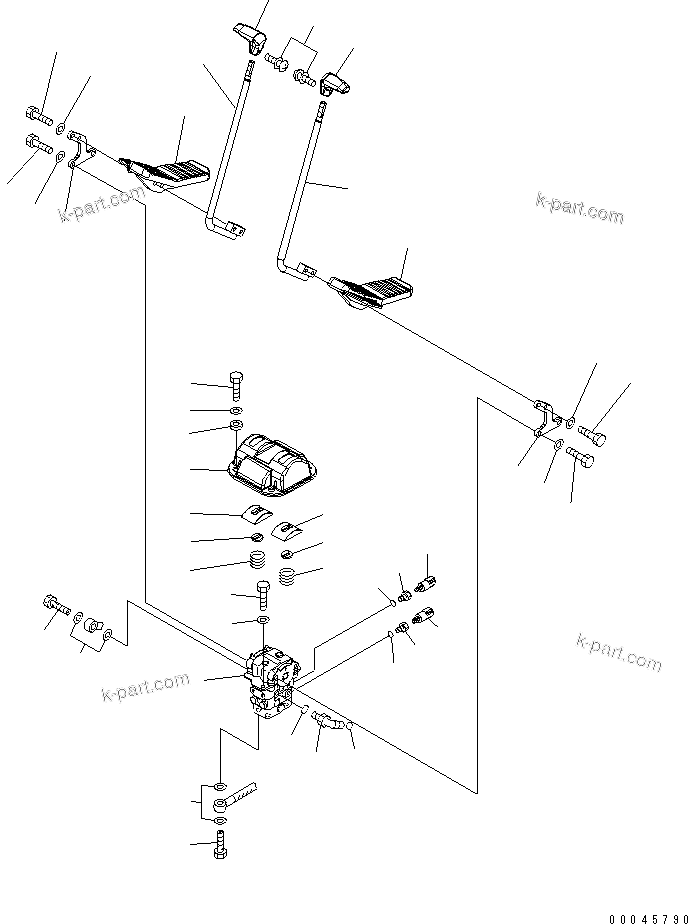 Komatsu parts book diagram for PC450LCHD-8 S/N K50001-UP: OPERATORґS CAB (FLOOR) (TRAVEL CONTROL)