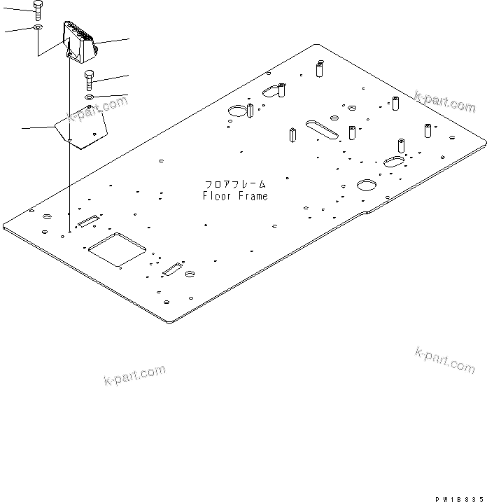 Komatsu parts book diagram for PC450LCHD-8 S/N K50001-UP: OPERATORґS CAB (FLOOR) (FOOT REST R.H.) (WITHOUT ATTACHMENT)