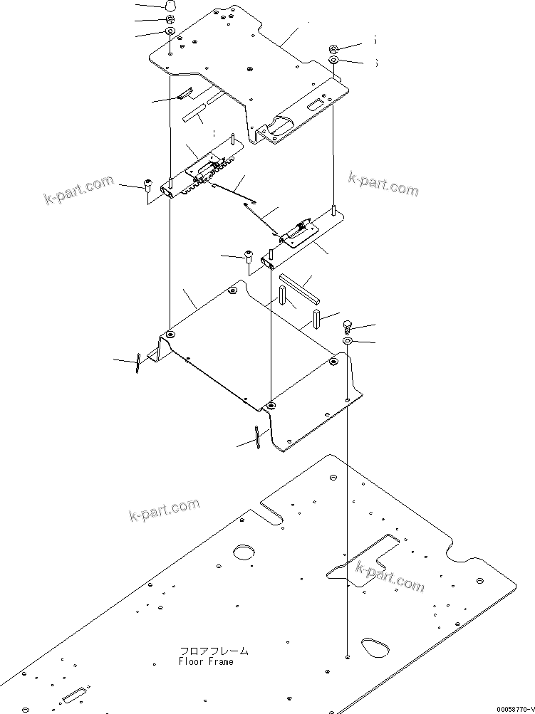 Komatsu parts book diagram for PC450LCHD-8 S/N K50001-UP: OPERATORґS CAB (FLOOR) (BASE) (DEMOLITION SPEC.) (#K50001-K50188)