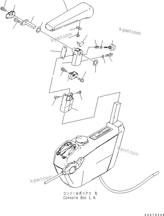 Komatsu parts book diagram for PC450LCHD-8 S/N K50001-UP: OPERATORґS CAB (FLOOR) (ARM REST L.H.) (#K50350-)