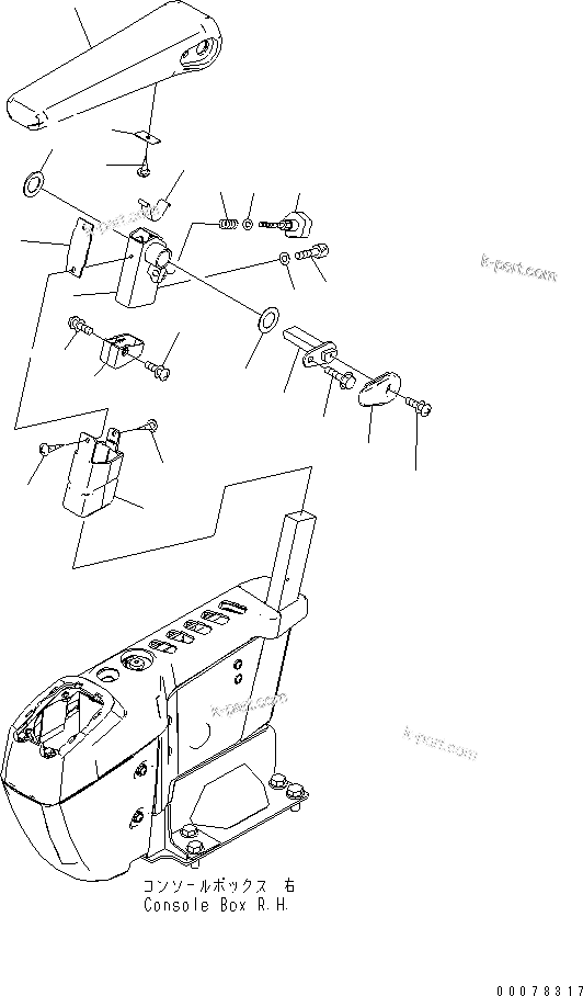 Komatsu parts book diagram for PC450LCHD-8 S/N K50001-UP: OPERATORґS CAB (FLOOR) (ARM REST R.H.) (#K50350-)