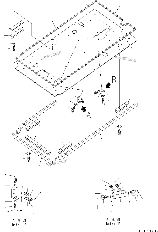 Komatsu parts book diagram for PC450LCHD-8 S/N K50001-UP: OPERATORґS CAB (FLOOR) (P T BLOCK AND SEAL)