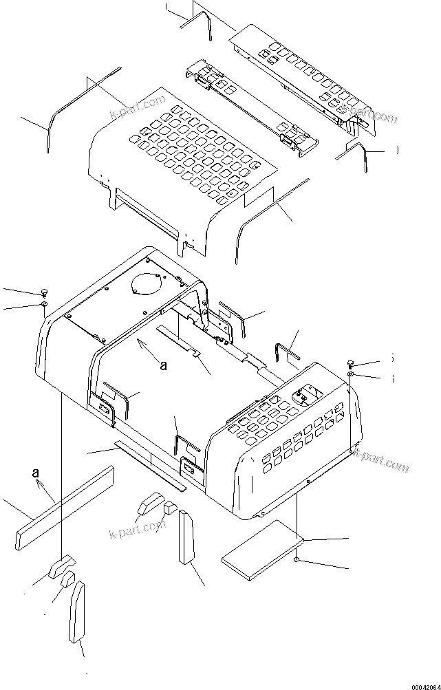 Komatsu parts book diagram for PC450LCHD-8 S/N K50001-UP: HOOD (4/4)