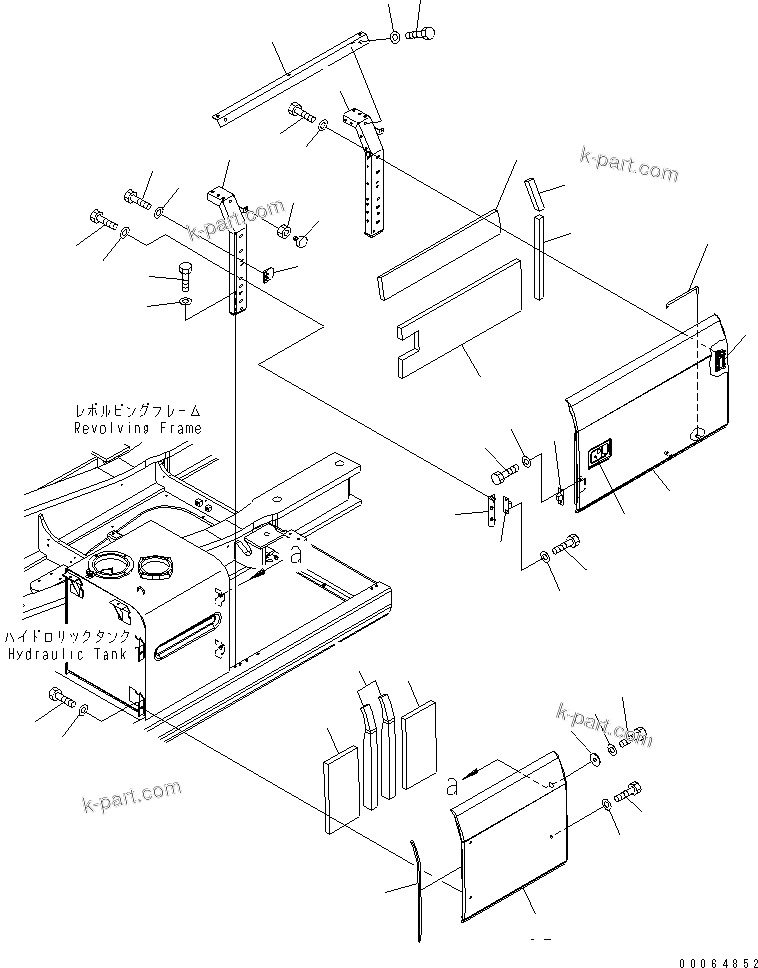 Komatsu parts book diagram for PC450LCHD-8 S/N K50001-UP: LEFT SIDE DOOR (MACHINE CAB) (#K50350-)