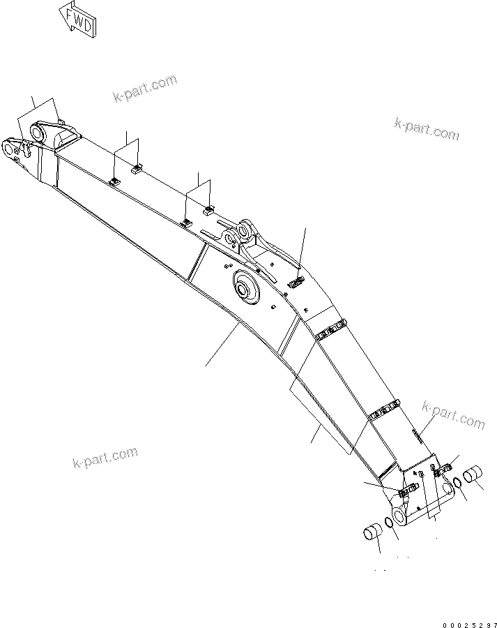 Komatsu parts book diagram for PC450LCHD-8 S/N K50001-UP: BOOM (6.7M BOOM)