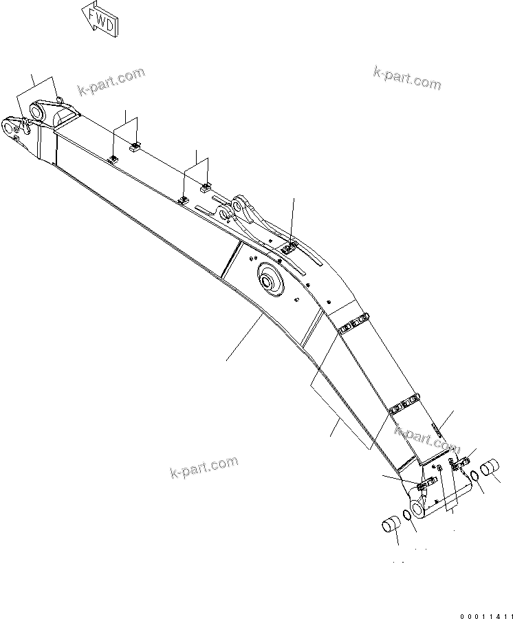 Komatsu parts book diagram for PC450LCHD-8 S/N K50001-UP: BOOM (7.0M BOOM)