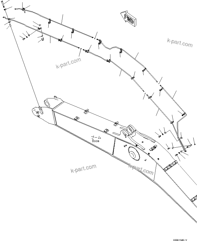 Komatsu parts book diagram for PC450LCHD-8 S/N K50001-UP: BOOM (6.7M) (QUICK COUPLER LINE) (#K50001-K50046)