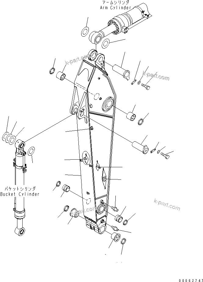 Komatsu parts book diagram for PC450LCHD-8 S/N K50001-UP: ARM (2.9M ARM) (1 ATTACHMENT)