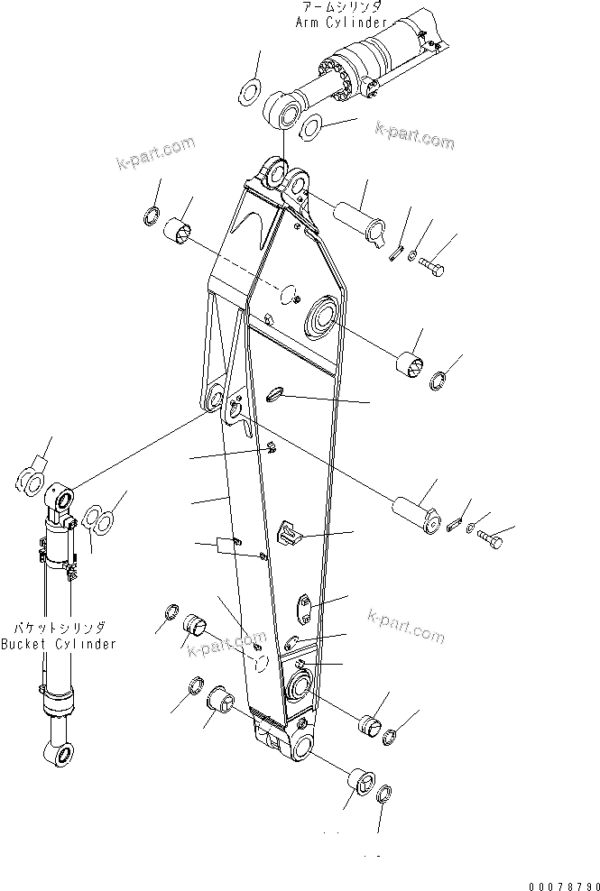 Komatsu parts book diagram for PC450LCHD-8 S/N K50001-UP: ARM (3.4M ARM) (2 ATTACHMENT) (#K50350-)