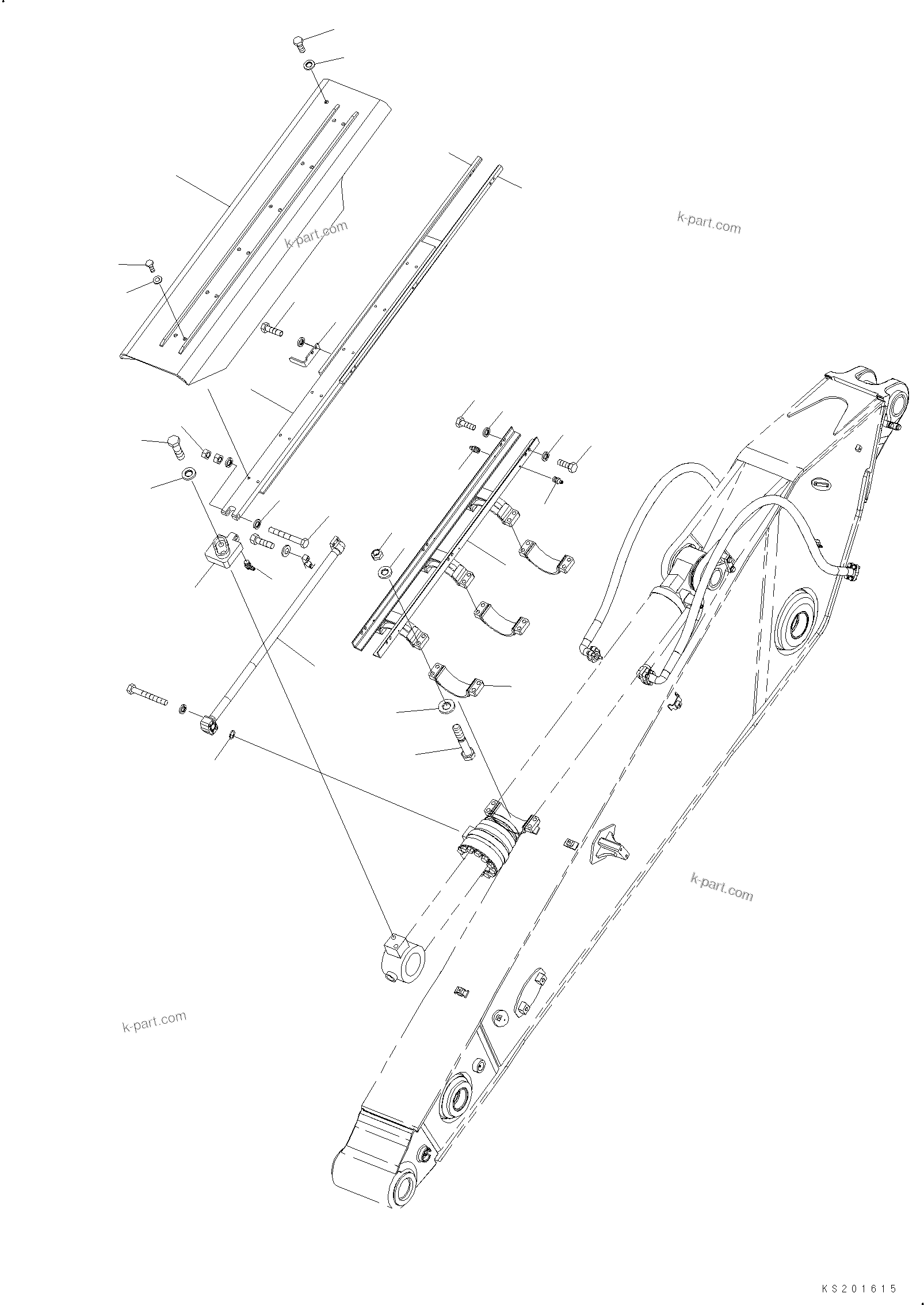 Komatsu parts book diagram for PC450LCHD-8 S/N K50001-UP: BUCKET CYLINDER GUARD (FOR 2.9M AND 3.4M ARM) (LC DEMO) (#K50538-)