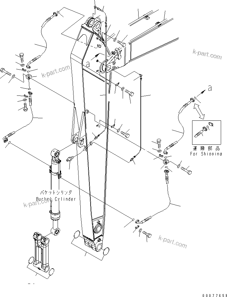 Komatsu parts book diagram for PC450LCHD-8 S/N K50001-UP: ARM (4.8M) (BUCKET CYLINDER HOSE AND LUBRICATING LINE)